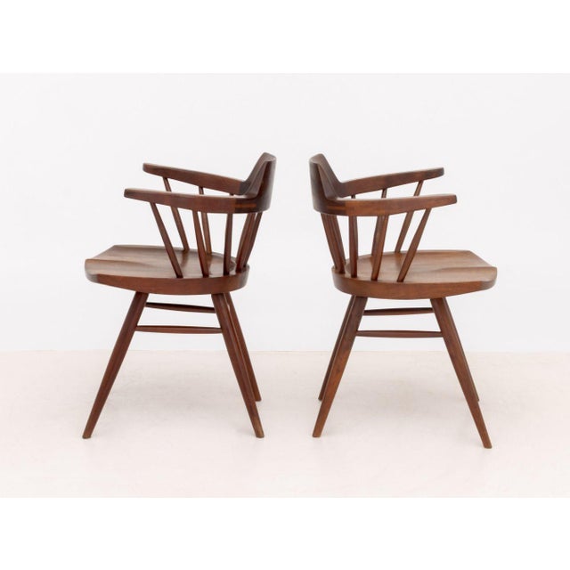 1960s George Nakashima Walnut Captain's Armchairs, Pair For Sale - Image 5 of 10