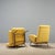Yellow Vintage Lounge Chairs in Green Fabric and Brass, Italy, 1960s, Set of 2 For Sale - Image 8 of 9