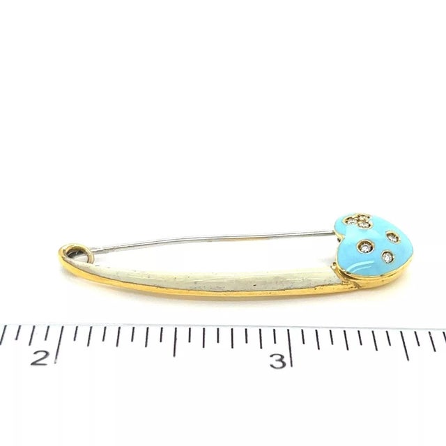Aaron Basha Diamond Enamel Baby Safety Pin Brooch For Sale In Miami - Image 6 of 6