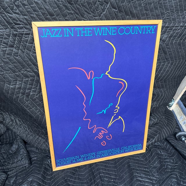 Vintage 1982 Jazz in the Wine Country Souverain Winery Geyserville California Framed Poster For Sale - Image 9 of 12