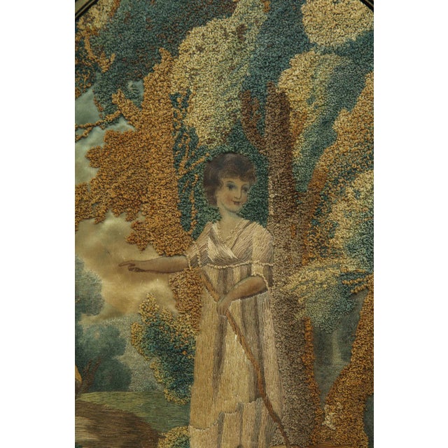 Regency Stumpwork Oval Picture For Sale In New York - Image 6 of 13