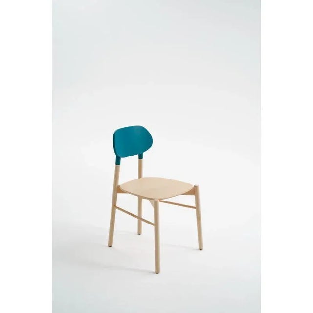 Set of 4, bokken chair, natural beech, Turquoise by Colé Italia with Bellavista/Piccini Dimensions: H.81,7 D.49 W.53,5 cm...