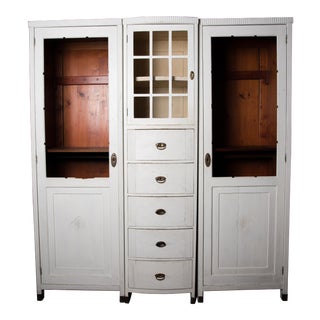 19th Century Antique Swedish Painted Pine Armoire For Sale