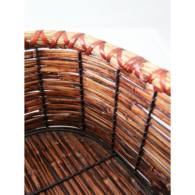 Vintage Woven Reed Oval Basket For Sale - Image 9 of 11