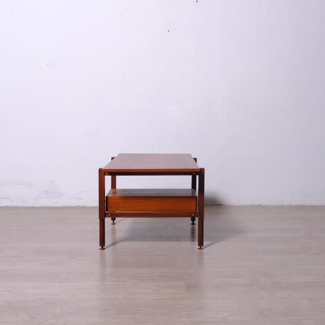 Brown Teak Coffee Table with Drawer, 1960s For Sale - Image 8 of 12
