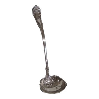 1847 Rogers Bros Large Punch Soup Ladle 1904 Xs Triple Silverplate Utensil 5004b For Sale
