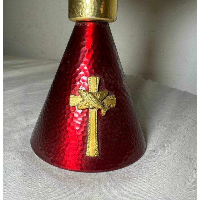 High Quality Vintage Silver Enameled Brass Religious Church Chalice Ceremonial For Sale In New York - Image 6 of 13