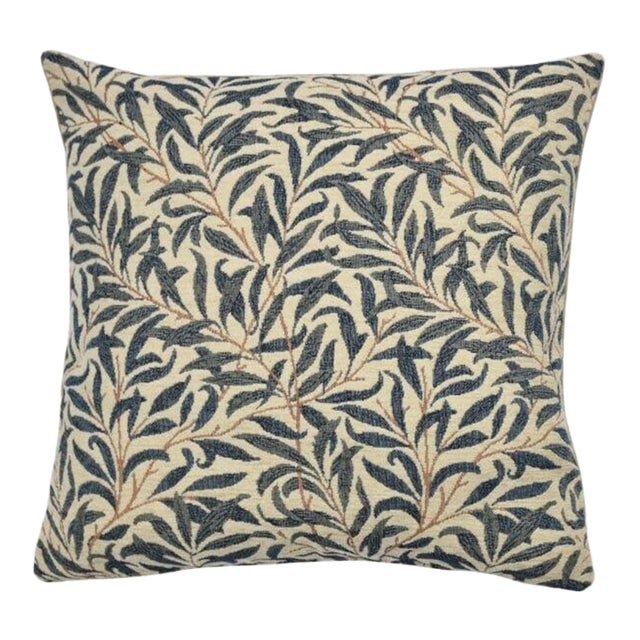Willow Bough Blue Tapestry Cushion With Feather Filler - 46x46cm (18"x18") For Sale
