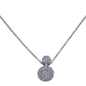 Late 20th Century Excellent 14k (585) White Gold - Natural VVS Diamond: Round Pendant With Chain