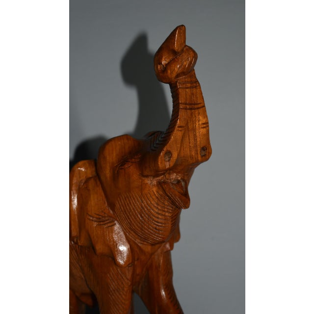 Vtg. Carved Wood Elephant Statue For Sale - Image 4 of 13