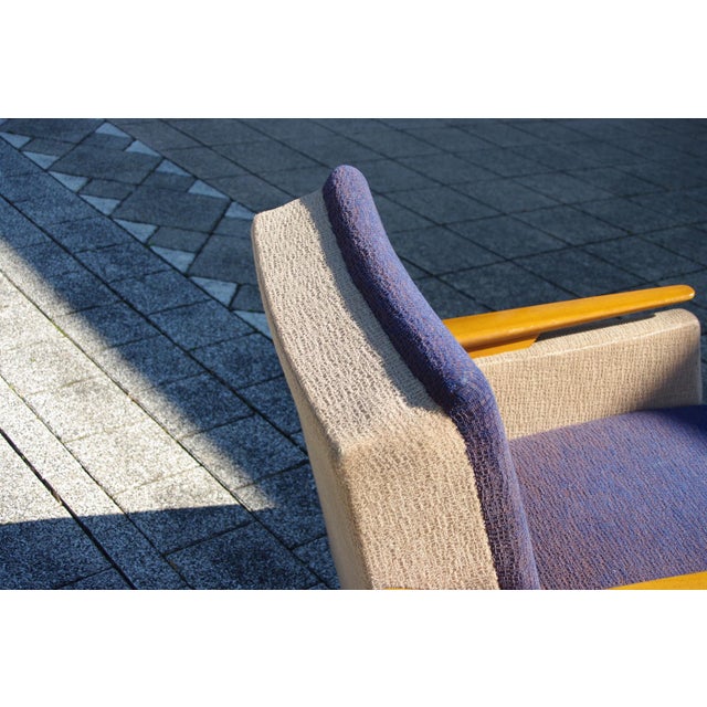 Italian Boomerang Lounge Chair in Wood and Fabric, 1950s For Sale - Image 9 of 13