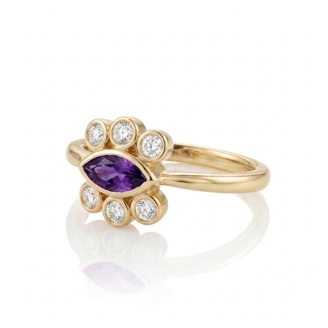 Not Yet Made - Made To Order Dainty Purple Amethyst Ring | Minimalist Statement Delicate Ring | February Birthstone Ring Us 7 For Sale - Image 5 of 5