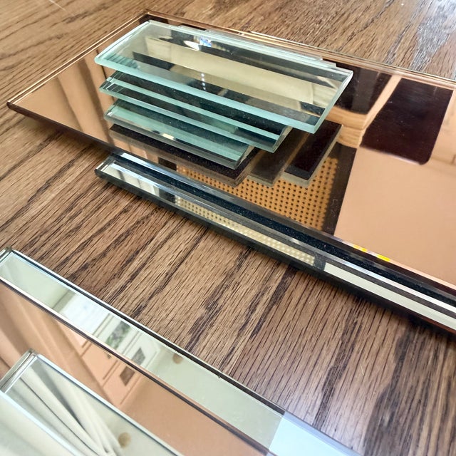 Vintage Art Deco Copper Mirror Wall Panels – Post Modern Geometric Pair For Sale In New York - Image 6 of 15