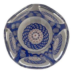 Antique Baccarat Red White and Blue Convex Glass Paperweight