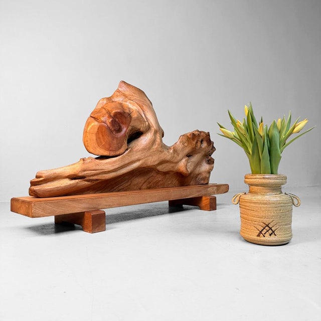 Mid-Century Modern Monumental Japanese Keyaki Wood Sculptural Object, 1950s For Sale - Image 3 of 17