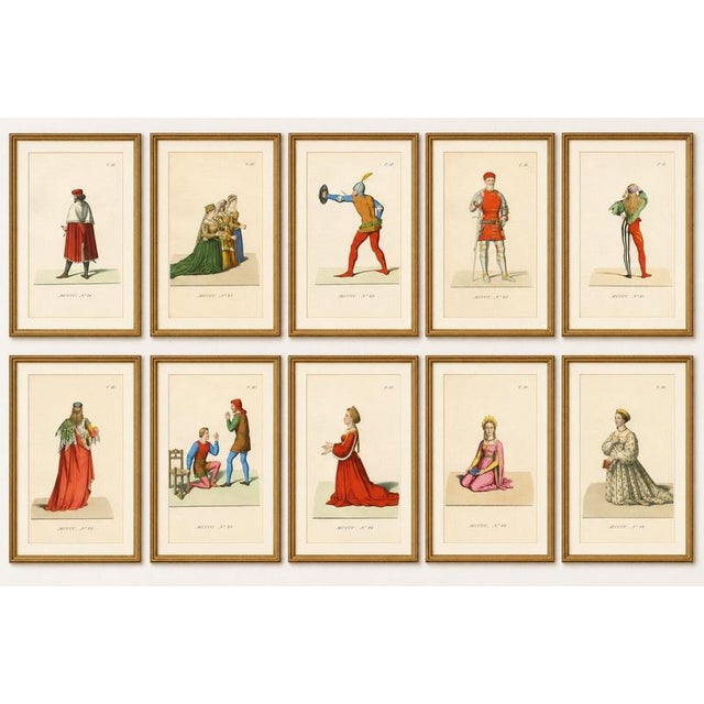 Medieval courtly costumes and figures, complete set of 10 hand-colored plates, 1845 a charming and visually striking set...