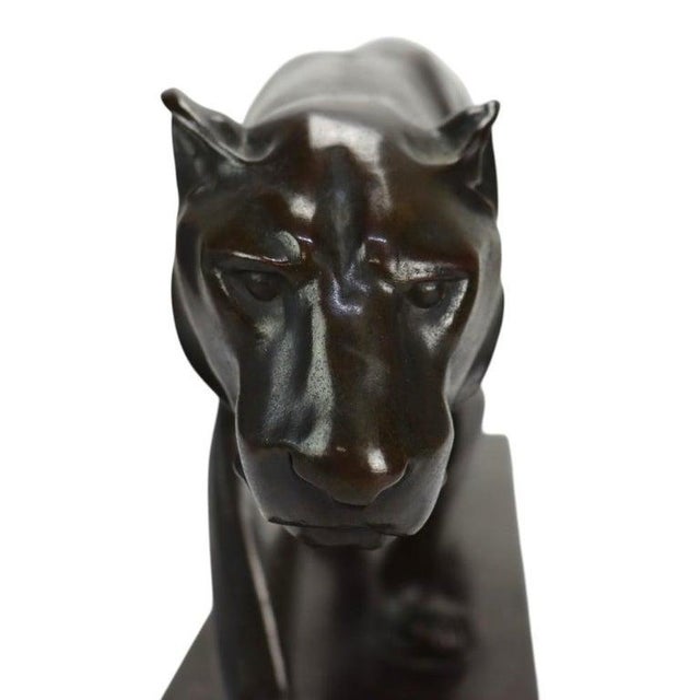 1920s 1920s German Christian Aeckerlin Bronze Striding Lioness Sculpture, Chocolate Patina For Sale - Image 5 of 11