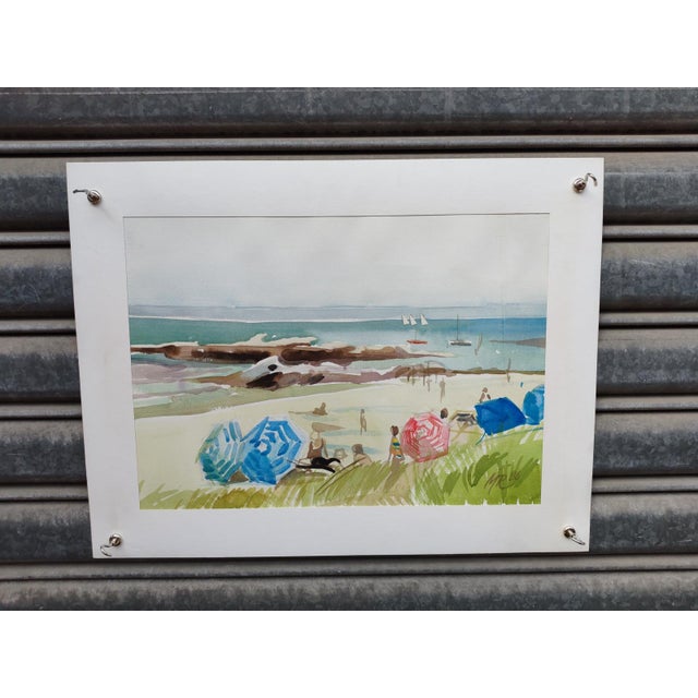 Michel Roubille, L'Île d'Yeu, 1986, Watercolor For Sale - Image 6 of 6