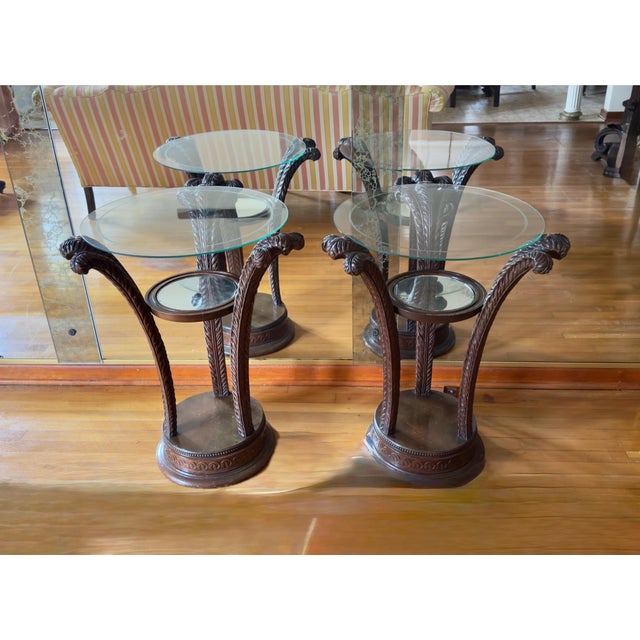 Chocolate Antique Art Nouveau Grosfeld House Plume Base Side Table Set For Sale - Image 8 of 11