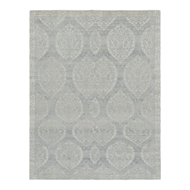 Rug & Kilim's Contemporary Rug With Silver-Gray Floral Patterns For Sale