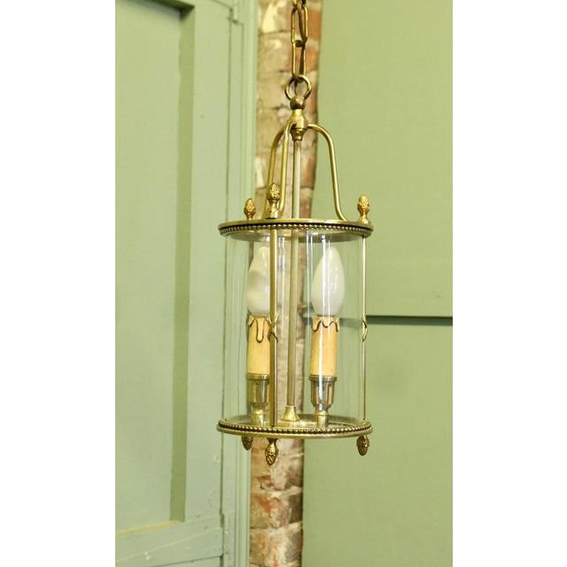 French Round Brass and Glass Lantern, 1930 For Sale - Image 4 of 8