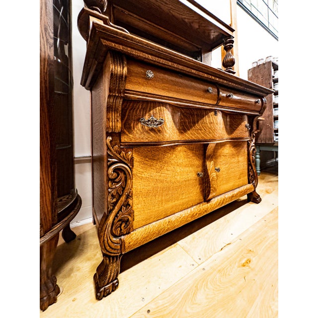 Early 20th Century Tiger Oak Buffet For Sale - Image 10 of 18