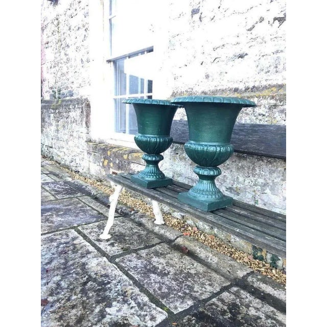 Gold Large 19th Century French Cast Iron Campana Urns For Sale - Image 8 of 9