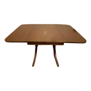 Vintage Brown Wood Versatile Drop Leaf Double Pedestal Dining Table For Sale