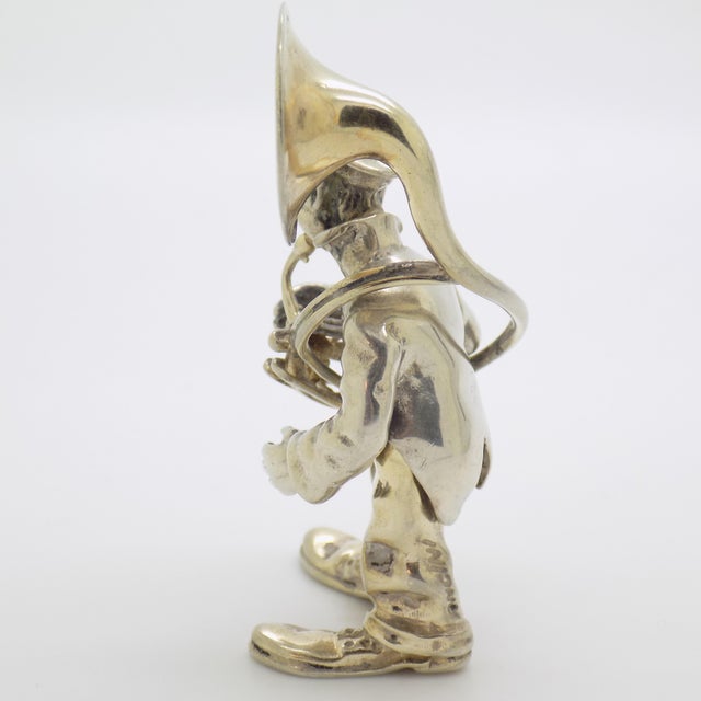 Metal Vintage Italian Handmade Genuine Silver Angini Branded Street Artist With Instrument Figurine, Made in Tuscany (Arezzo) For Sale - Image 7 of 13