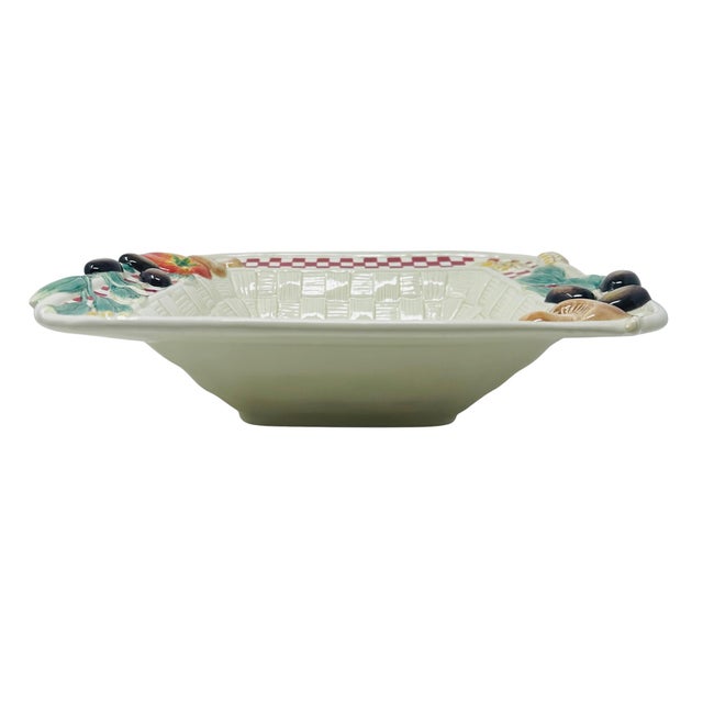 Rustic Vintage Fitz & Floyd Essentials Papa Paisano Square Bowl, 13" For Sale - Image 3 of 14