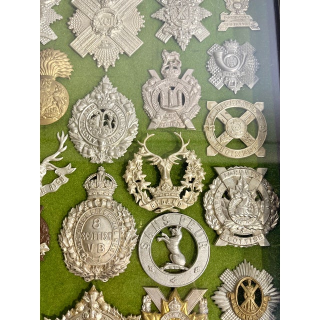 Antique Victorian Shadow Box Framed Set of 29 Scottish Military Regimental Badges For Sale - Image 11 of 18