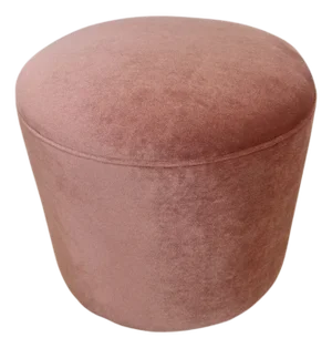 Contemporary Blush Velvet Round Ottoman / Vanity Stool