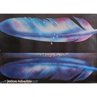 1995 Original Polish Ballet Poster, Swan Lake (Two Feathers) For Sale