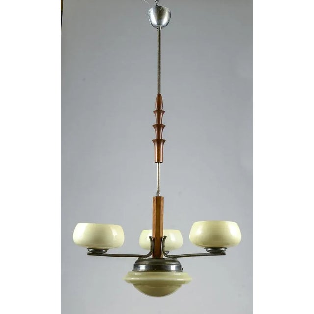 Art Deco Hanging Lamp in Metal and Glass For Sale - Image 9 of 9