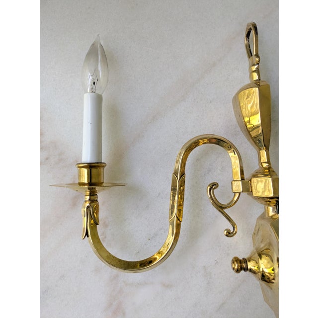 Lights Vintage French Style Brass & Candlestick Electric Wall Sconce , a Pair For Sale - Image 7 of 8