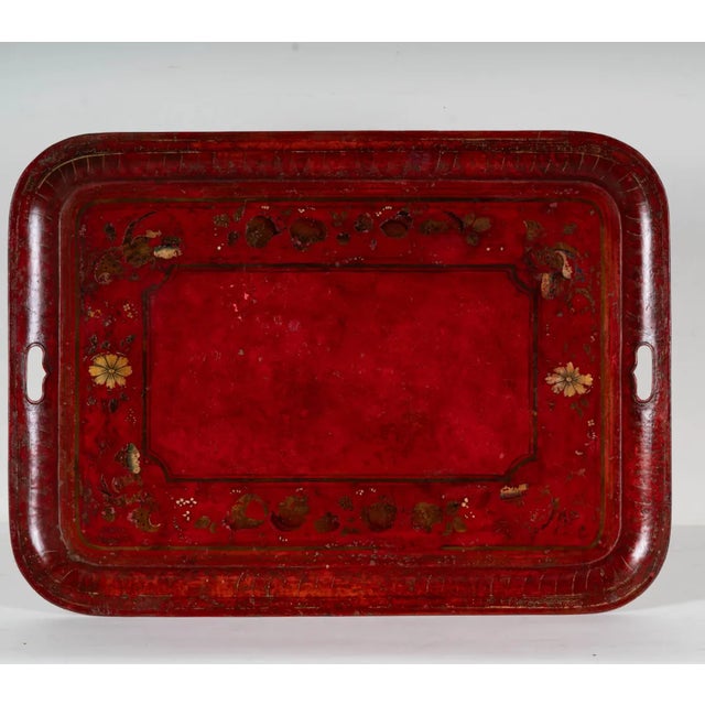 Description: Bob Newhart: An Antique Painted Tole Tray on Stand unsigned Provenance: From The Legendary Estate of Bob and...