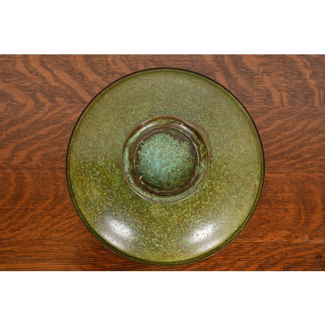 Metal Carl Sorensen Art Deco Verdigris Bronze Footed Centerpiece Bowl or Fruit Bowl For Sale - Image 7 of 10