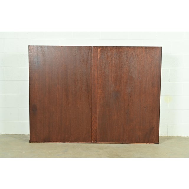 T. H. Robsjohn Gibbings for Widdicomb Sculpted Walnut Colosseum Bookcase or Display Cabinet, Newly Refinished For Sale - Image 9 of 10