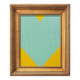 Heart Painting by Ron Giusti Titled Mini Heart Yellow Aqua For Sale