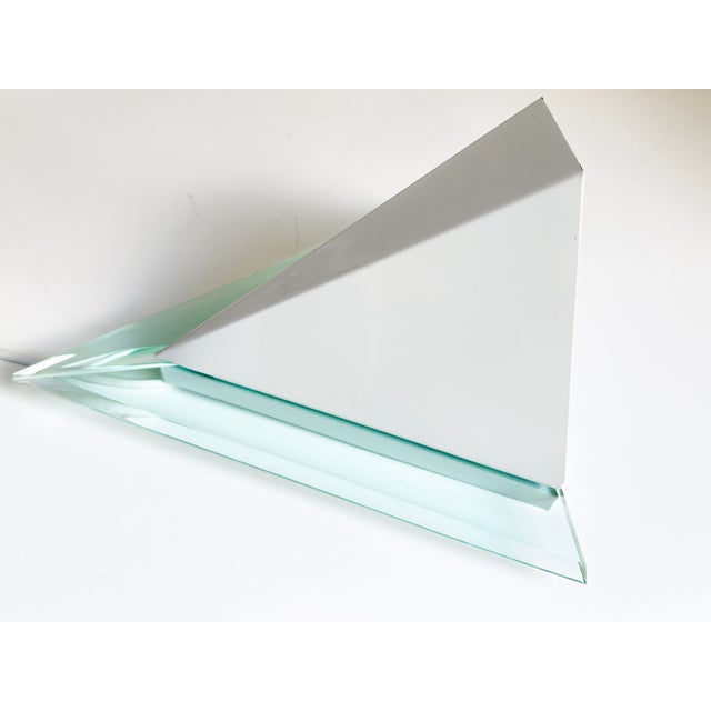 Vintage Postmodern Acrylic and Metal White Triangular Wall Lamp by Happy Light, 1980s For Sale - Image 10 of 17