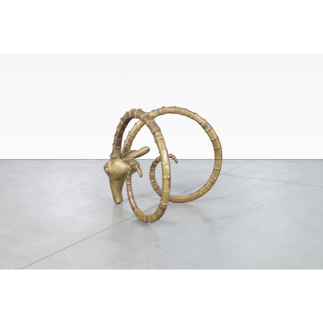Vintage Brass Ibex Rams Head Dining Table in the Style of Alain Chervet, 1970s For Sale - Image 12 of 12