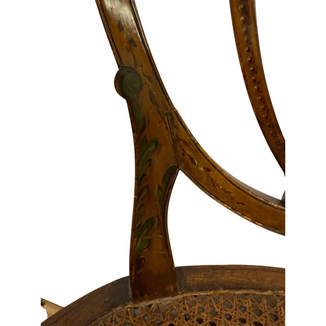 Cinnamon Pair of Antique 19th Century English Federal Hepplewhite Caned Side Chairs For Sale - Image 8 of 14
