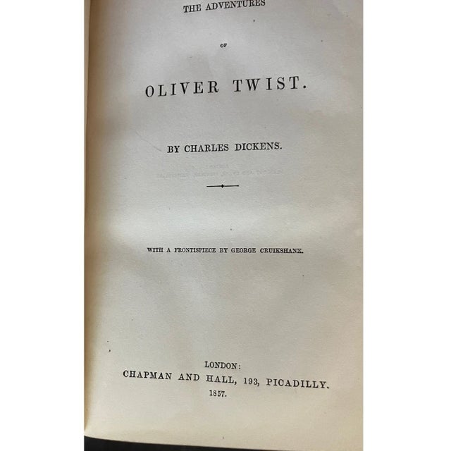 Victorian 1857 Oliver Twist by Charles Dickens - Chapman & Hall - Cruikshank Illus. For Sale - Image 3 of 5