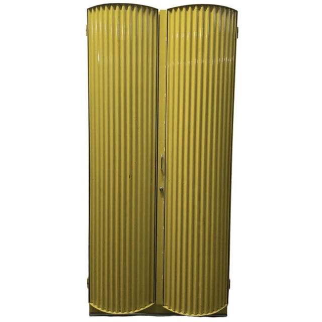Silver Vintage Industrial Office Cabinet in Yellow Lacquered Steel, 1970s For Sale - Image 8 of 8