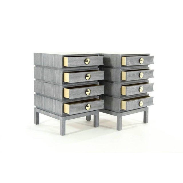 Not Yet Made - Made To Order Stacked End Tables in Grey Ceruse For Sale - Image 5 of 13