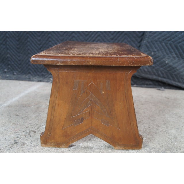 Antique Mahogany Gothic Revival Footstool Step Stool Bench Seat Ottoman 15" For Sale - Image 4 of 10