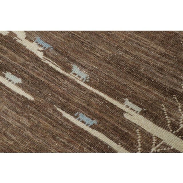 Textile Rug & Kilim’s Moroccan-Inspired Rug, Rich Brown and Cream Primitivist Geometry For Sale - Image 7 of 7