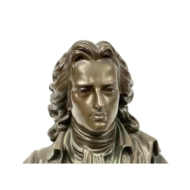 Bronze Bust of German Poet and Philosopher Friedrich Schiller by F. Barbedienne Foundry in France. This figure is...