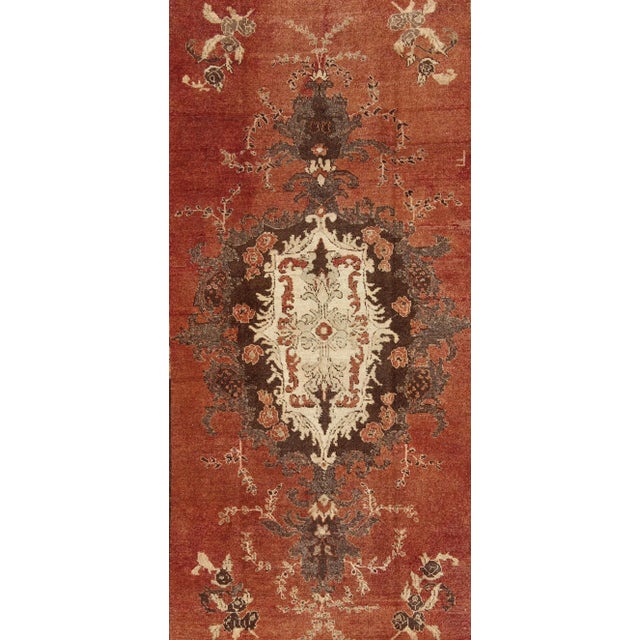 Early 20th Century Antique Turkish Oushak Rug With Terracotta Field, Cream, and Soft Brown Accents For Sale - Image 5 of 8