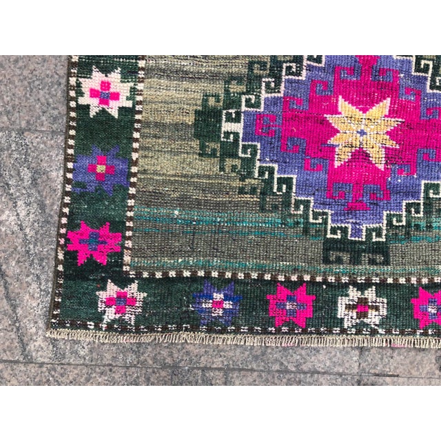 1960s Vintage Turkish Oushak Rug - 3′7″ × 5′11″ For Sale - Image 4 of 11